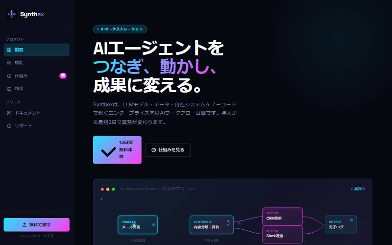Synthex（AI / テックスタートアップ）のデザインサンプル